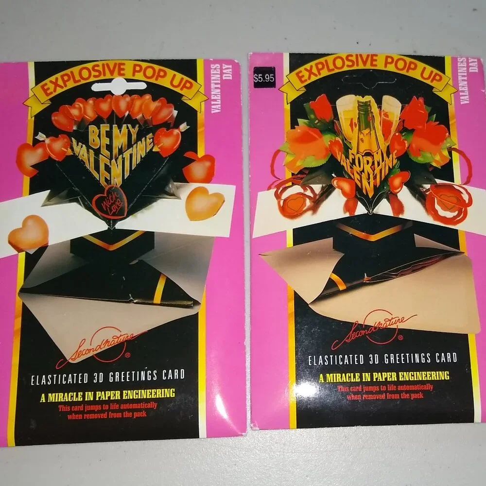 Vintage Second Nature Valentine's Day pop up 3 D Greeting cards 1993